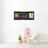 Moderne Afstuderen typografie Foto Black Gold Star Spandoek (Insitu)