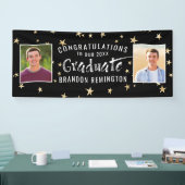 Moderne Afstuderen typografie Foto Black Gold Star Spandoek (Beurs)