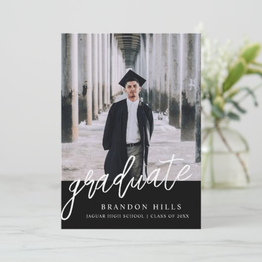 Moderne Afstuderen Uitnodiging 2025, Afstuderen (Staand voorkant)