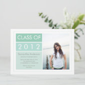 Moderne Afstuderen-uitnodiging voor foto's - Mint Kaart (Staand voorkant)