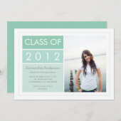 Moderne Afstuderen-uitnodiging voor foto's - Mint Kaart (Voorkant / Achterkant)