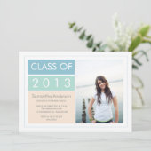 Moderne Afstuderen-uitnodiging voor foto's - Mint/ Kaart (Staand voorkant)