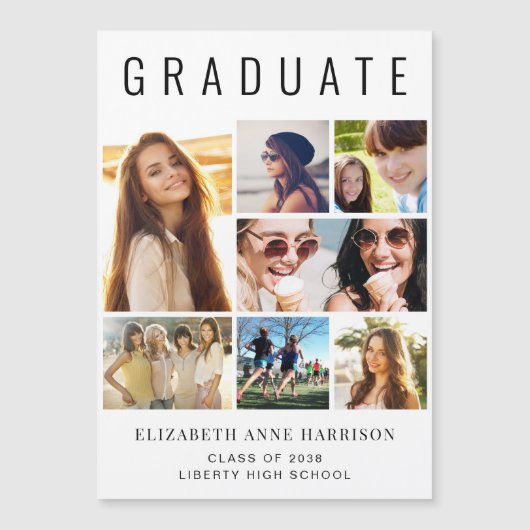 Moderne Afstuderen van de Foto Magnetische Aankond Uitnodiging (Voorkant)