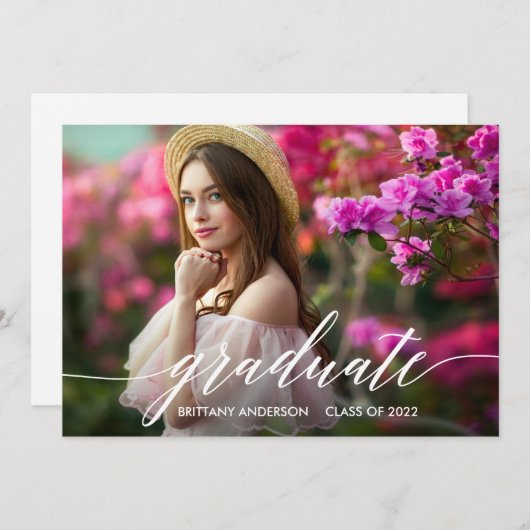 Moderne Afstuderen van de Foto van het Manuscript Aankondiging (Voorkant / Achterkant)