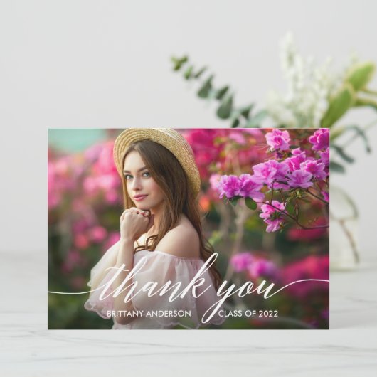 Moderne Afstuderen van de Foto van het Manuscript  Bedankkaart (Staand voorkant)