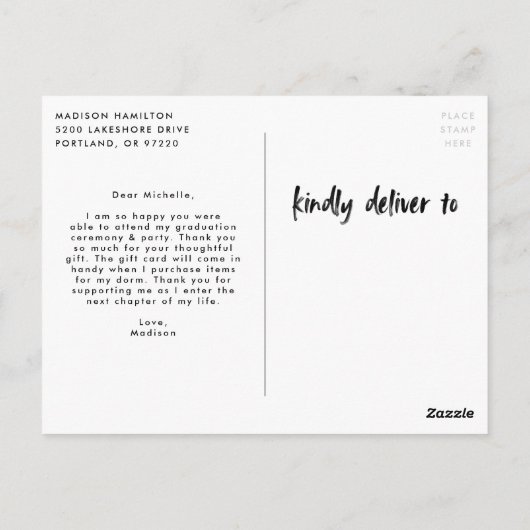 Moderne Afstuderen van de Foto van het Manuscript Briefkaart (Achterkant)