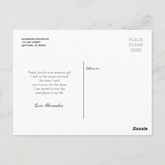 Moderne Afstuderen van de Foto van het Manuscript  Briefkaart (Achterkant)