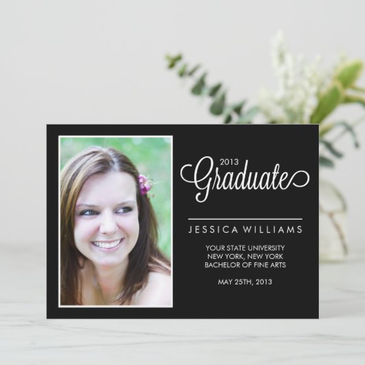 Moderne Afstuderen van de Foto {Zwart en Wit} Aankondiging (Staand voorkant)