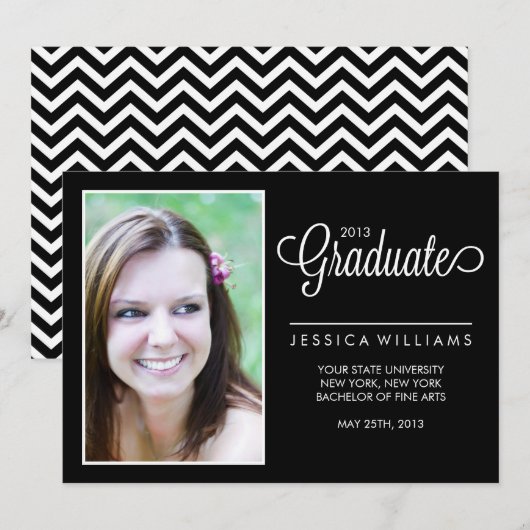 Moderne Afstuderen van de Foto {Zwart en Wit} Aankondiging (Voorkant / Achterkant)