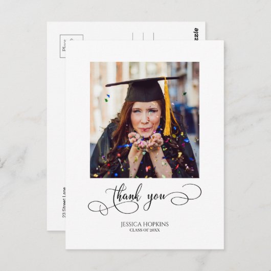 Moderne Afstuderen van het Manuscript Foto Dank u Briefkaart (Voorkant / Achterkant)