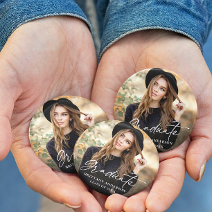 Moderne Afstuderen van het Manuscript van de Foto  Ronde Button 7,6 Cm