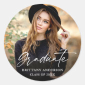 Moderne Afstuderen van het Manuscript van de Foto  Ronde Sticker (Voorkant)