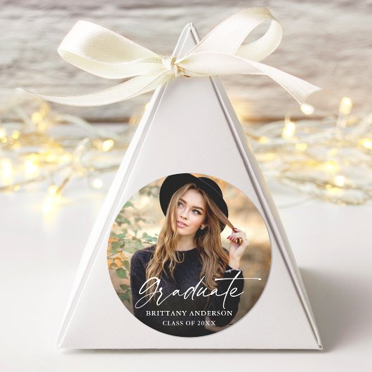 Moderne Afstuderen van het Manuscript van de Foto  Ronde Sticker