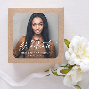 Moderne Afstuderen van het Manuscript van de Foto  Vierkante Sticker