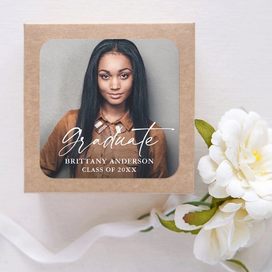 Moderne Afstuderen van het Manuscript van de Foto Vierkante Sticker