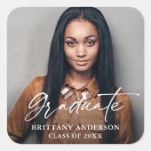 Moderne Afstuderen van het Manuscript van de Foto Vierkante Sticker (Voorkant)