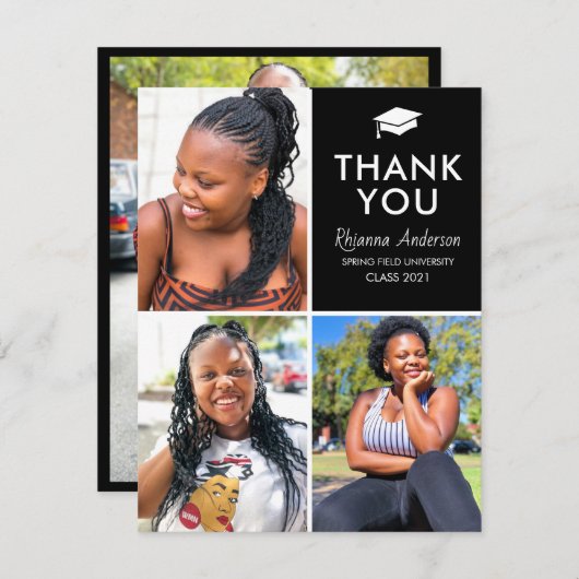 Moderne Afstuderen van het Net van het Kollage van Bedankkaart (Voorkant / Achterkant)