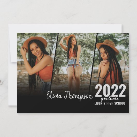 Moderne Afstuderen van het Zwart  van de Foto van  Kaart (Voorkant)