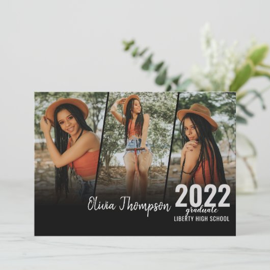 Moderne Afstuderen van het Zwart  van de Foto van  Kaart (Staand voorkant)