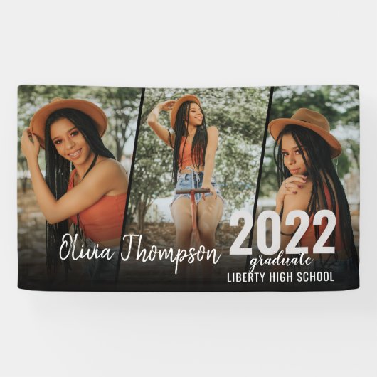 Moderne Afstuderen van het Zwart  van de Foto van  Spandoek (Horizontaal)