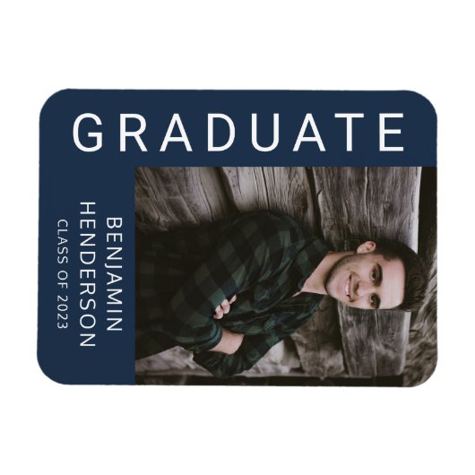 Moderne Afstuderen van Navy Boy van 2023 Magneet (Horizontaal)