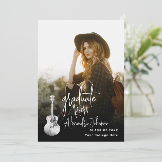 Moderne Afstuderen Vertical Photo Graduation Party Kaart (Staand voorkant)