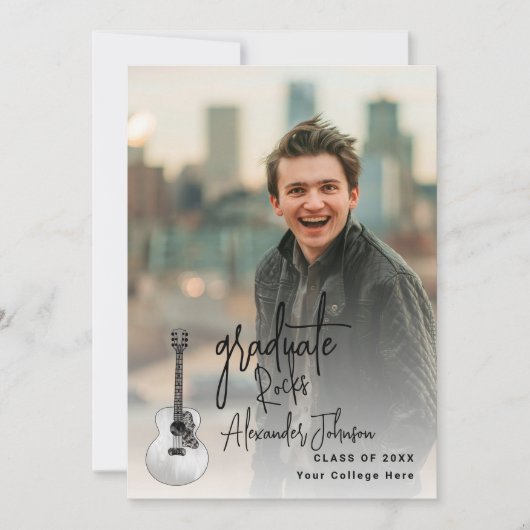 Moderne Afstuderen Vertical Photo Graduation Party Kaart (Voorkant)