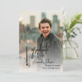 Moderne Afstuderen Vertical Photo Graduation Party Kaart (Staand voorkant)