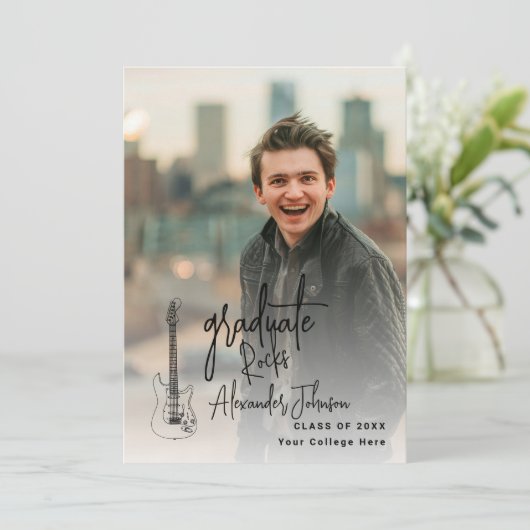 Moderne Afstuderen Vertical Photo Graduation Party Kaart (Staand voorkant)