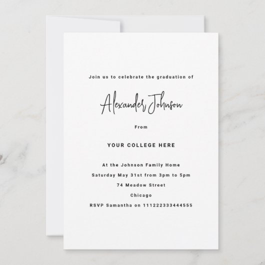 Moderne Afstuderen Vertical Photo Graduation Party Kaart (Achterkant)