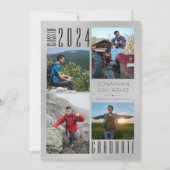 Moderne Afstuderen Vier foto's, geborsteld zilver Aankondiging (Voorkant)