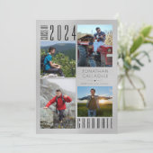 Moderne Afstuderen Vier foto's, geborsteld zilver Aankondiging (Staand voorkant)