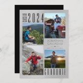 Moderne Afstuderen Vier foto's, geborsteld zilver Aankondiging (Voorkant / Achterkant)