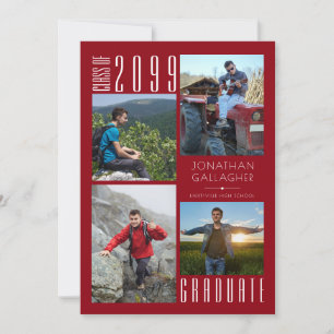 Moderne Afstuderen Vier Foto's rood Aankondiging