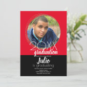 Moderne Afstuderen viering twee-toon foto rood Kaart (Staand voorkant)
