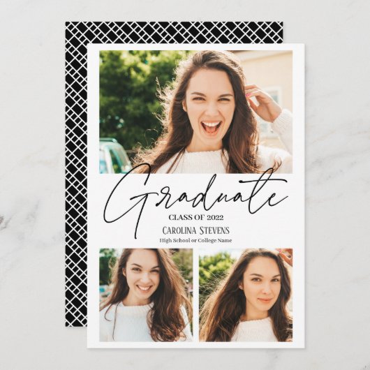 Moderne afstuderen voor collage van foto's in zwar aankondiging (Voorkant / Achterkant)