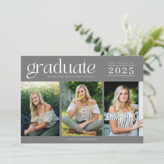 Moderne Afstuderen voor drie foto's op de middelba (Staand voorkant)