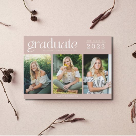 Moderne Afstuderen voor drie foto's op de middelba