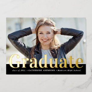 Moderne Afstuderen voor gouden en zwarte Typografi Folie Uitnodiging