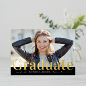 Moderne Afstuderen voor gouden en zwarte Typografi Folie Uitnodiging (Staand Voorkant)