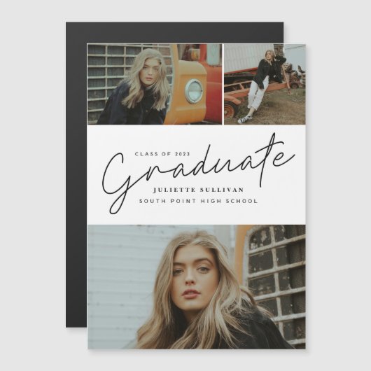 Moderne Afstuderen voor het verzamelen van foto's  Magnetische Uitnodiging (Voorkant / Achterkant)