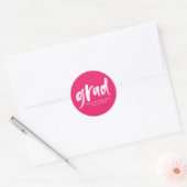 Moderne Afstuderen voor Hot-roze penseelscript Ronde Sticker (Envelop)