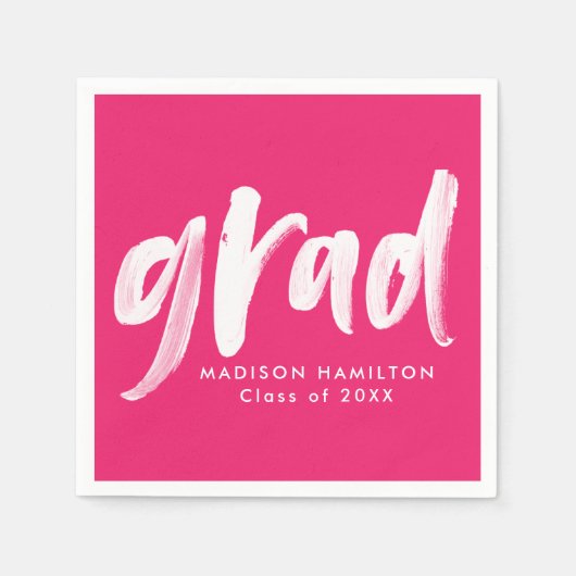 Moderne Afstuderen voor Hot-roze penseelscript Servet (Voorkant)