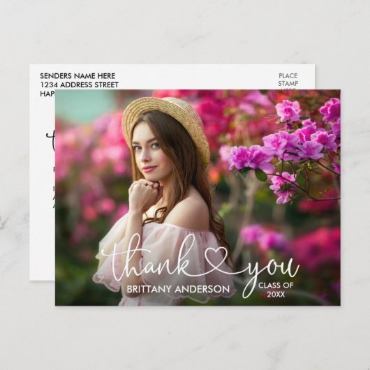 Moderne Afstuderen voor kalligrafie Hartelijk dank Briefkaart (Voorkant / Achterkant)