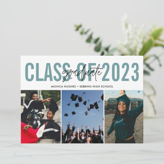 Moderne Afstuderen voor middelbaar fotocollage Aankondiging (Staand voorkant)