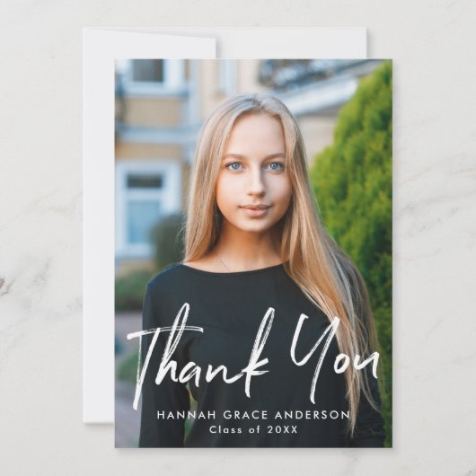 Moderne Afstuderen voor penseelscript Bedankkaart (Voorkant)