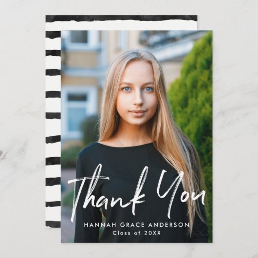 Moderne Afstuderen voor penseelscript Bedankkaart (Voorkant / Achterkant)