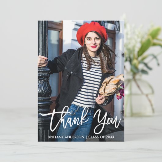 Moderne Afstuderen voor penseelscript - Hartelijk  Bedankkaart (Staand voorkant)