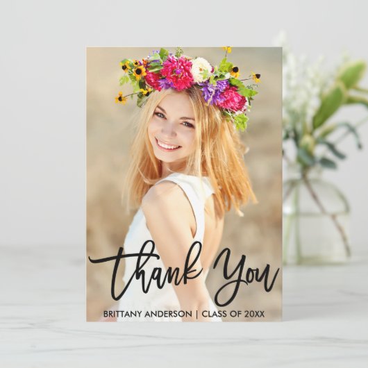 Moderne Afstuderen voor penseelscript - Hartelijk Bedankkaart (Staand voorkant)