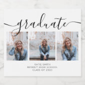 Moderne Afstuderen voor Script Calligraphy 3 Foto Sparkling Wijnetiket (Enkel label)